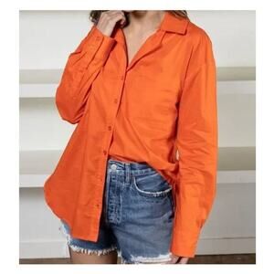 Sanctuary Women's Orange Slit Back Button Up Tunic Blouse Shirt Size S